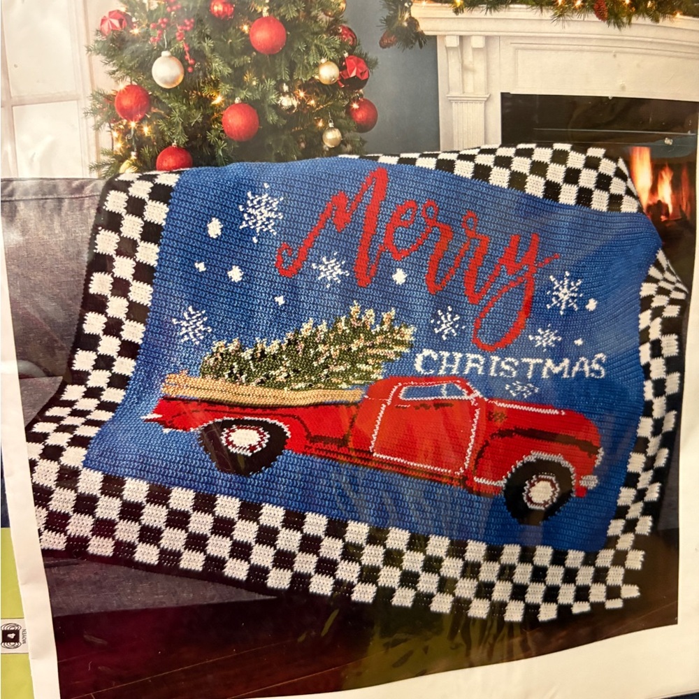 Mary Maxim Holiday Afghan Knitting Kit